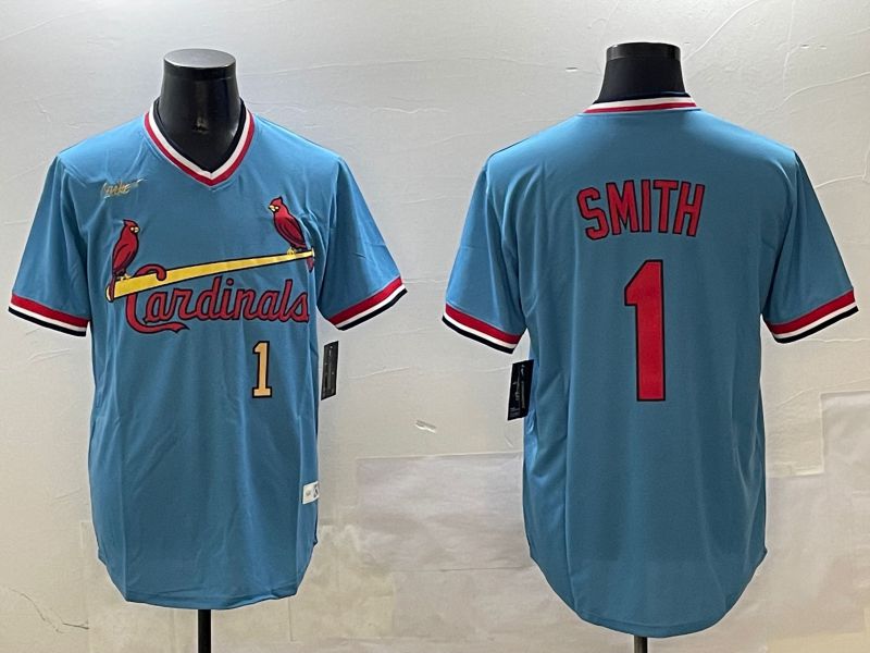 Men St.Louis Cardinals #1 Smith Blue Throwback 2025 Nike MLB Jersey style 5->st.louis cardinals->MLB Jersey